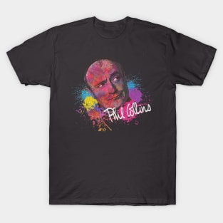 Phil Collins Face Watercolor Painting Vintage Look T-Shirt